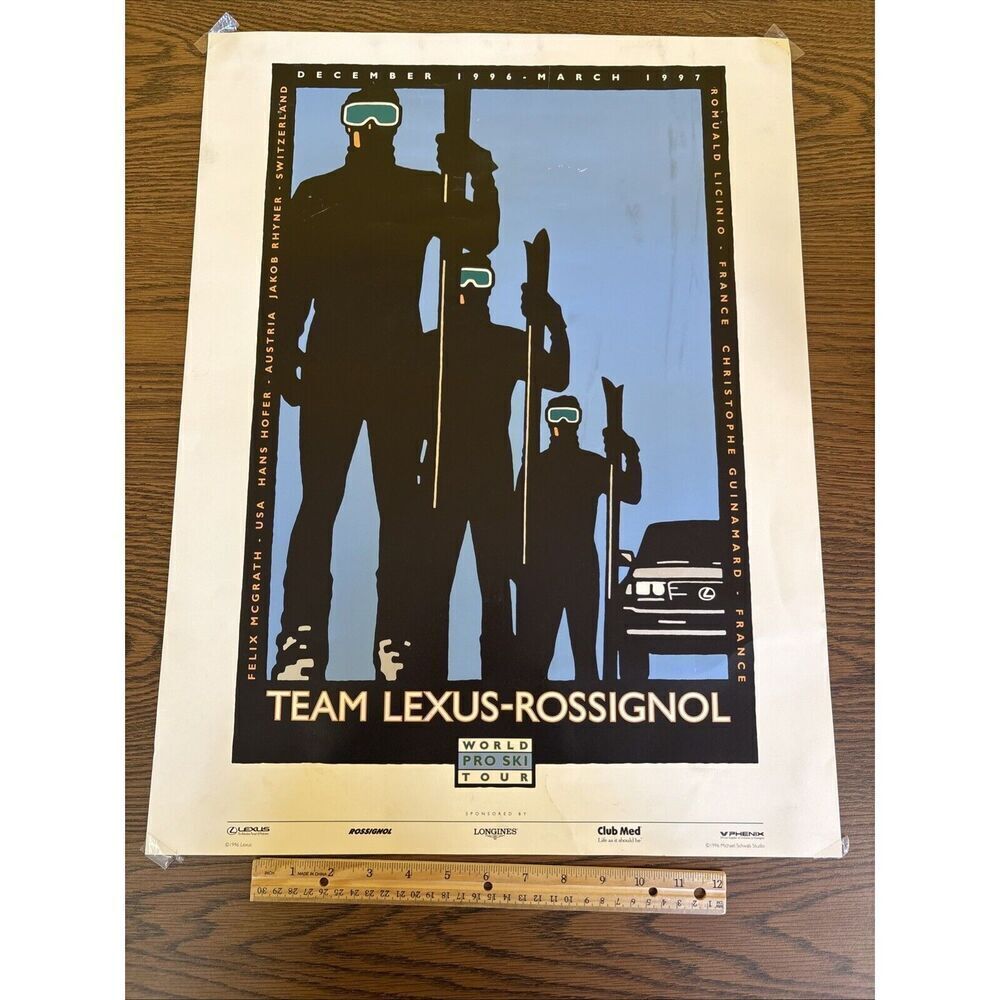 Rare 1996 Team Lexus Rossignol World Pro Ski Tour Poster Club Med Felix McGrath